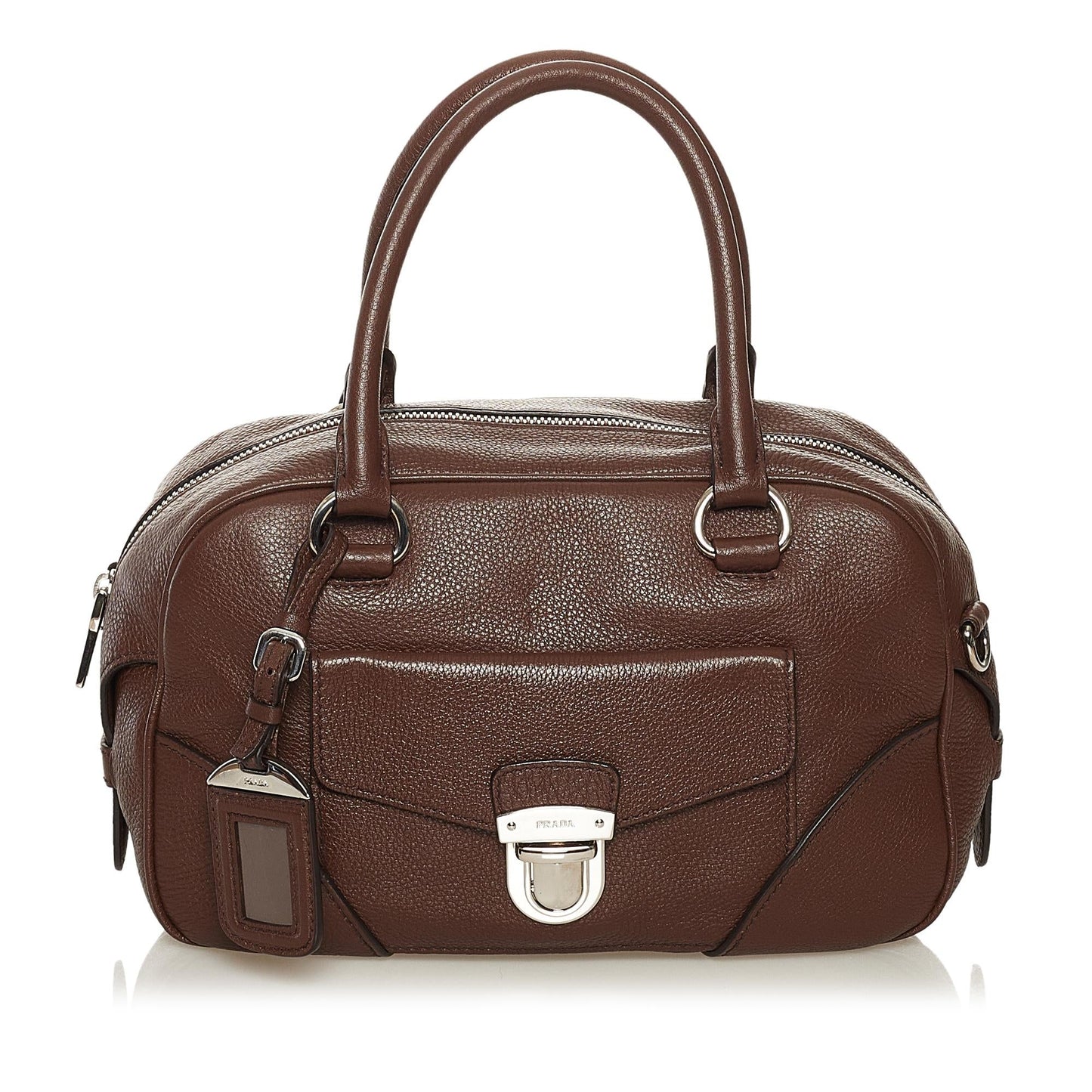 Prada Vitello Daino Front Pocket Boston Handbag - Rovelle Bags
