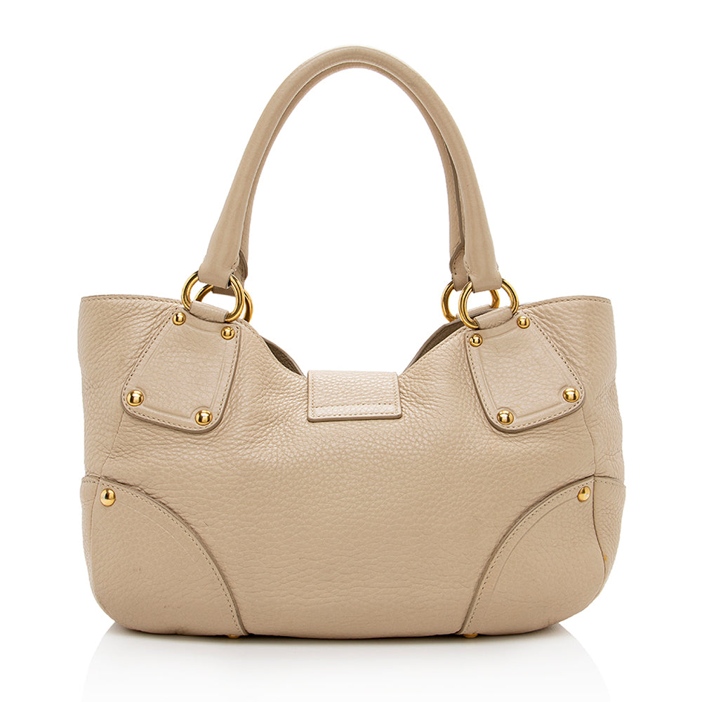 Prada Vitello Daino Leather Pushlock Tote - Rovelle Bags