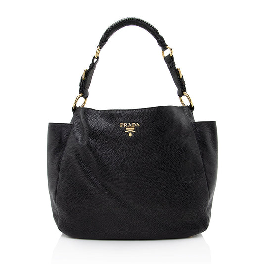 Prada Vitello Daino Side Pocket Hobo Hobo Bag Style 3 - Rovelle Bags