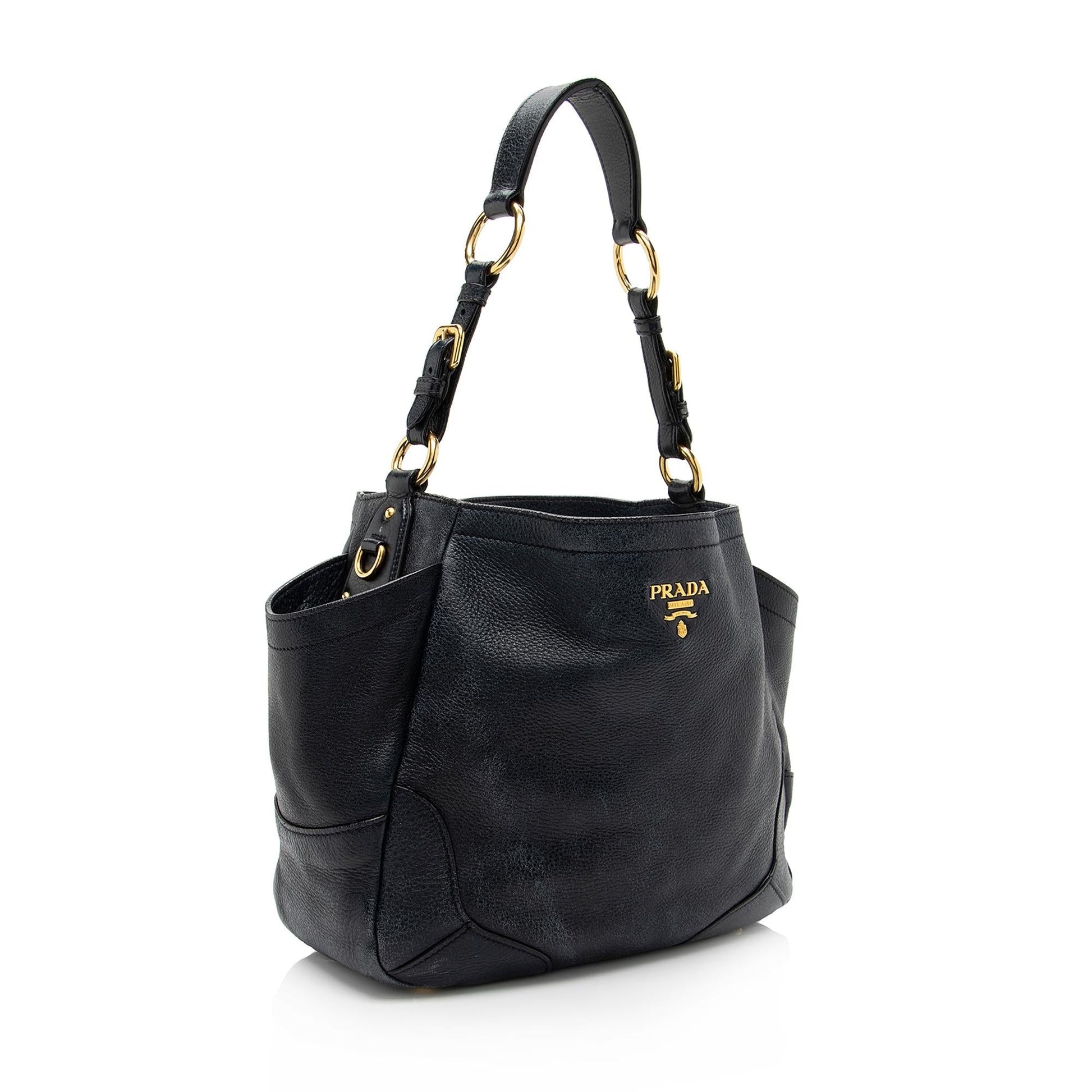Prada Vitello Daino Side Pocket Hobo Hobo Bag Style 2 - Rovelle Bags
