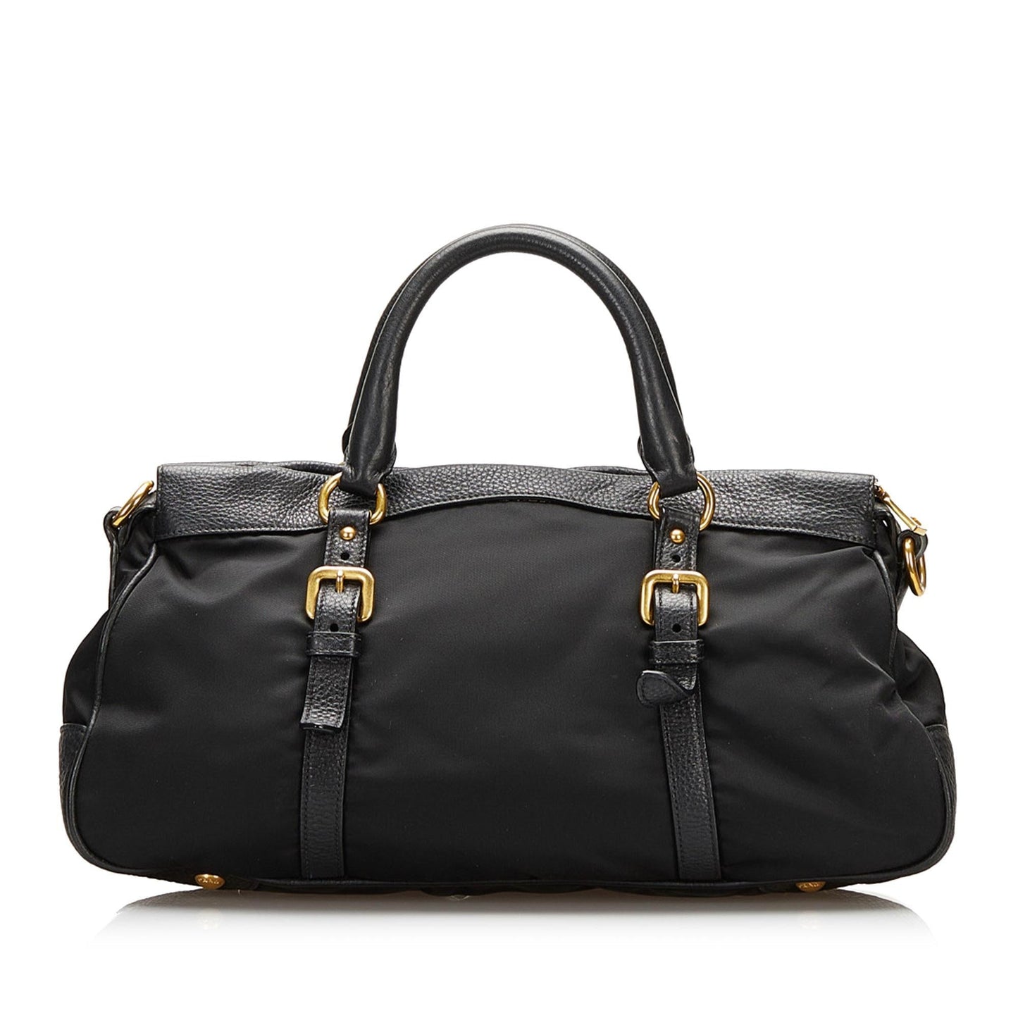 Prada Vitello Daino-Trimmed Tessuto Satchel - Rovelle Bags