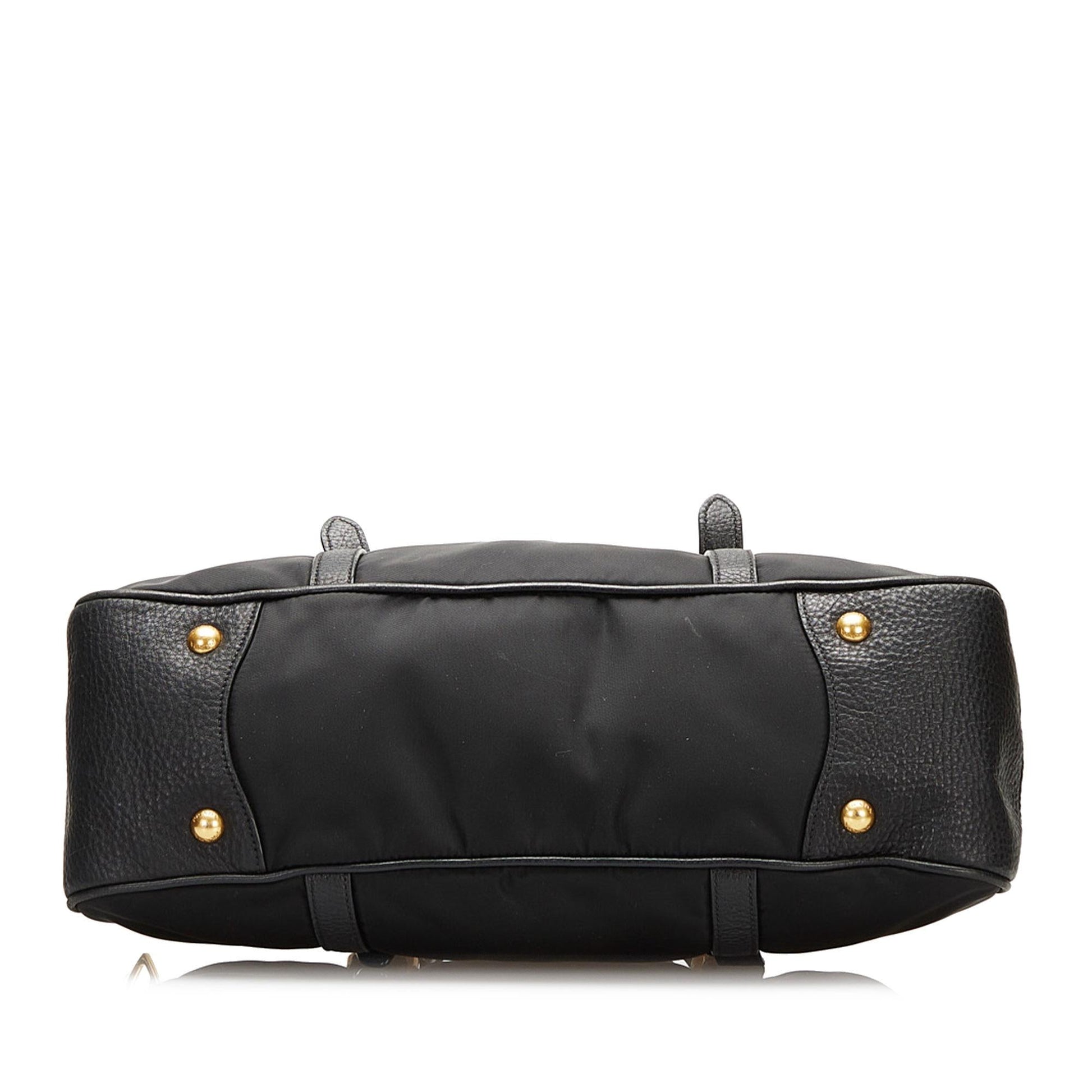 Prada Vitello Daino-Trimmed Tessuto Satchel - Rovelle Bags