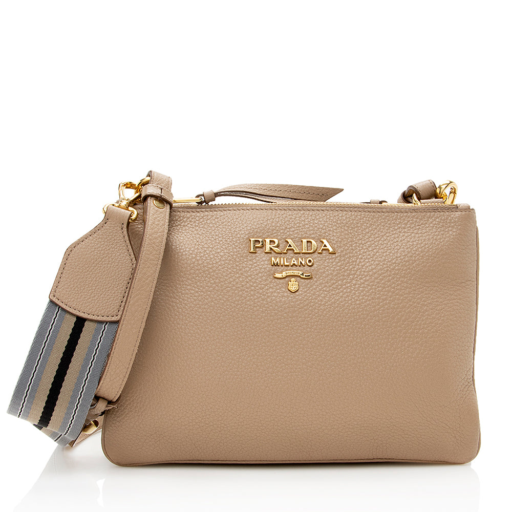 Prada Vitello Phenix Double Zip Crossbody Bag - Rovelle Bags