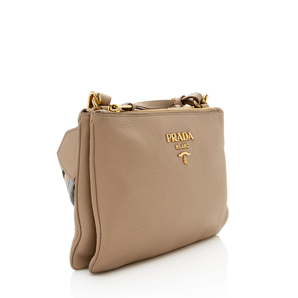Prada Vitello Phenix Double Zip Crossbody Bag - Rovelle Bags