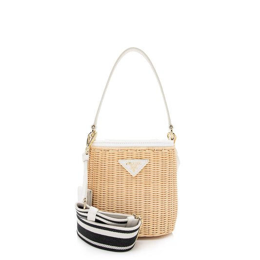 Prada Wicker Canapa Bucket Bag - Rovelle Bags