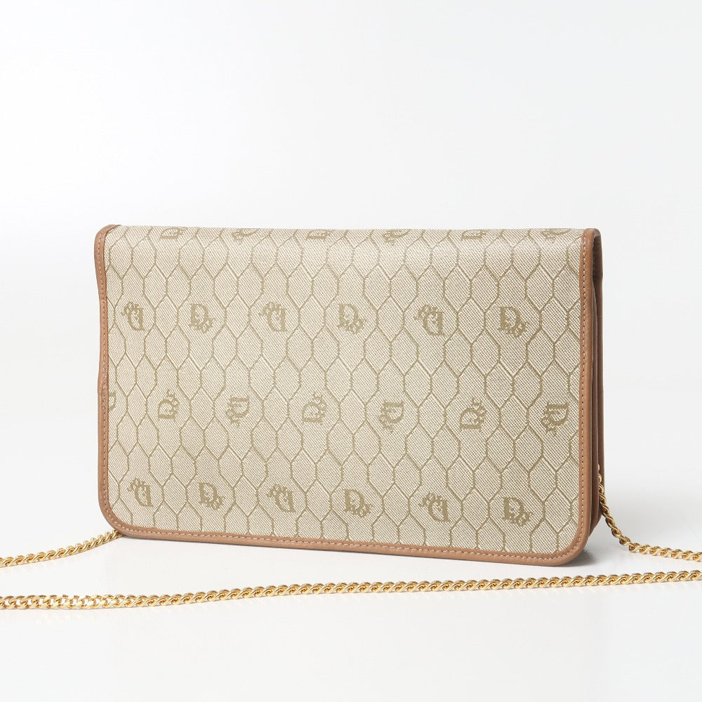 Christian Dior Shoulder Bag PVC leather Brown Gold Chain