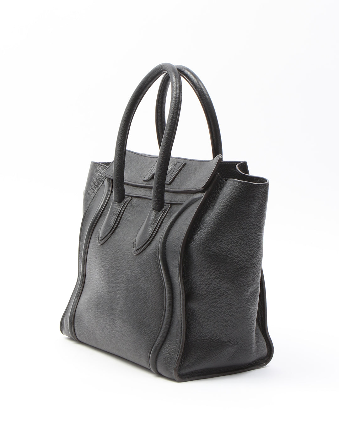 Celine Black Leather Micro Luggage Tote Bag