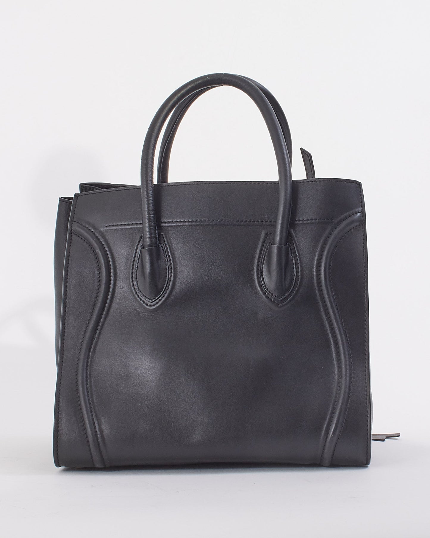Celine Black Leather Phantom Luggage Medium Tote Bag