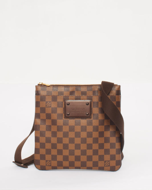 Louis Vuitton Damier Ebene Canvas Brooklyn Flat Pochette Crossbody Bag