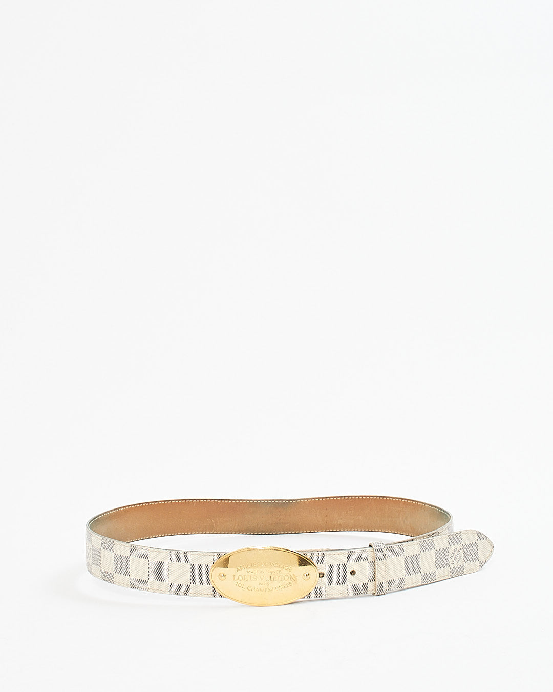 Louis Vuitton Damier Azur Oval Logo Buckle Belt - 90