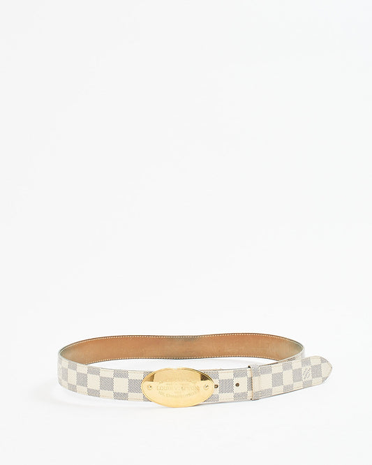 Louis Vuitton Damier Azur Oval Logo Buckle Belt - 90