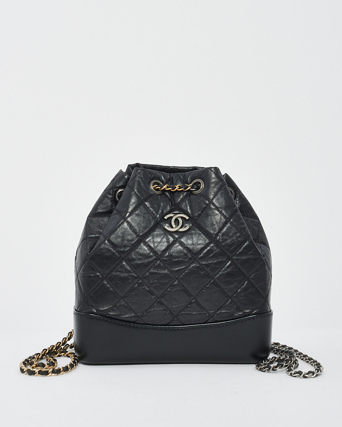 Chanel Black Aged Calfkskin Leather Small Backpack - Rovelle Bags