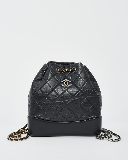 Chanel Black Aged Calfkskin Leather Small Backpack - Rovelle Bags