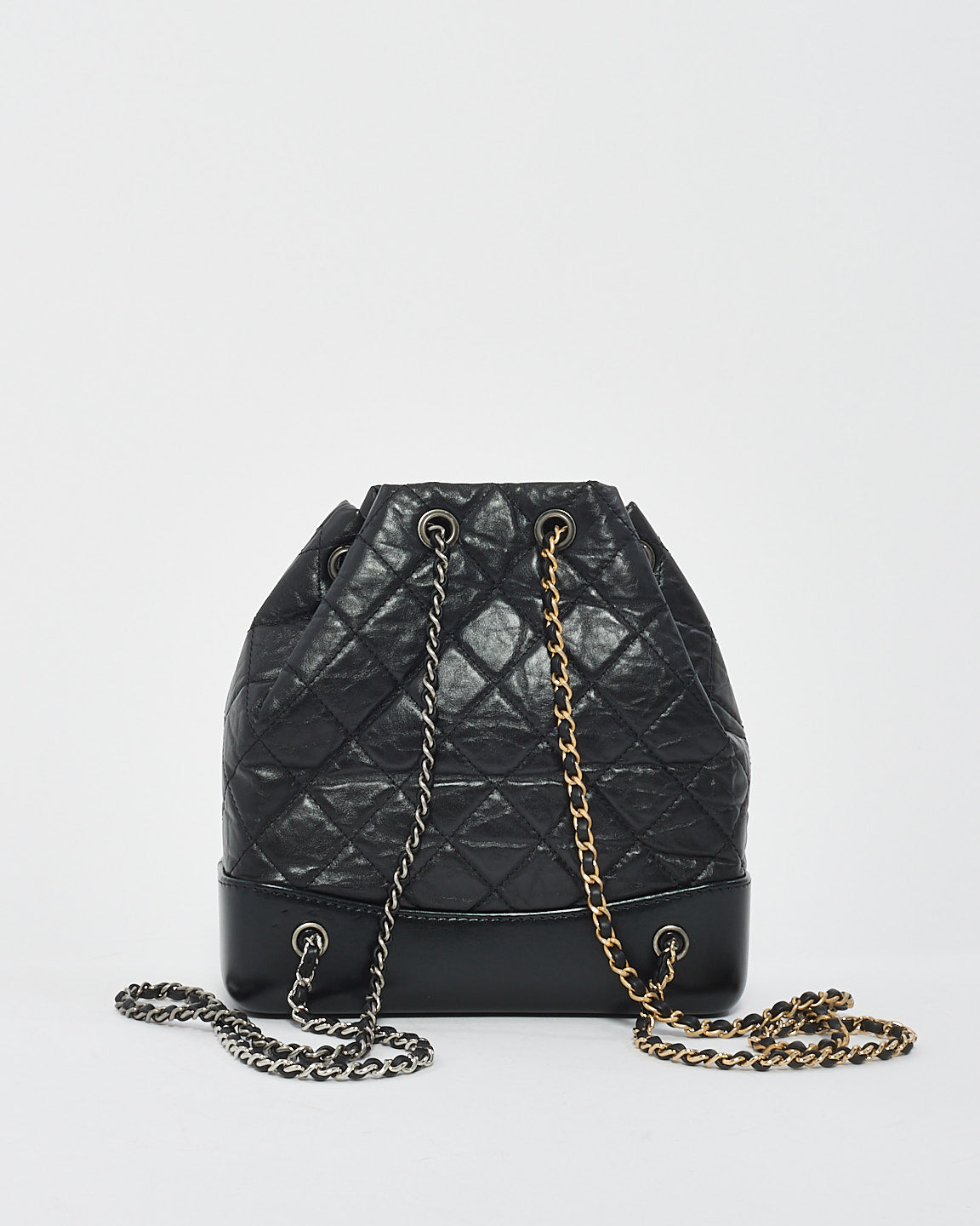 Chanel Black Aged Calfkskin Leather Small Backpack - Rovelle Bags