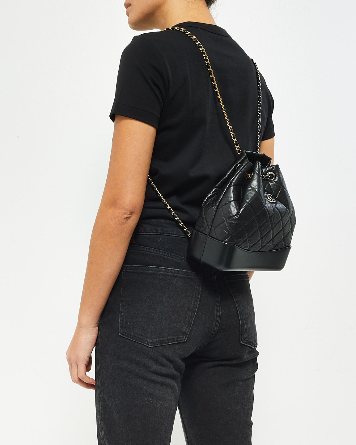 Chanel Black Aged Calfkskin Leather Small Backpack - Rovelle Bags