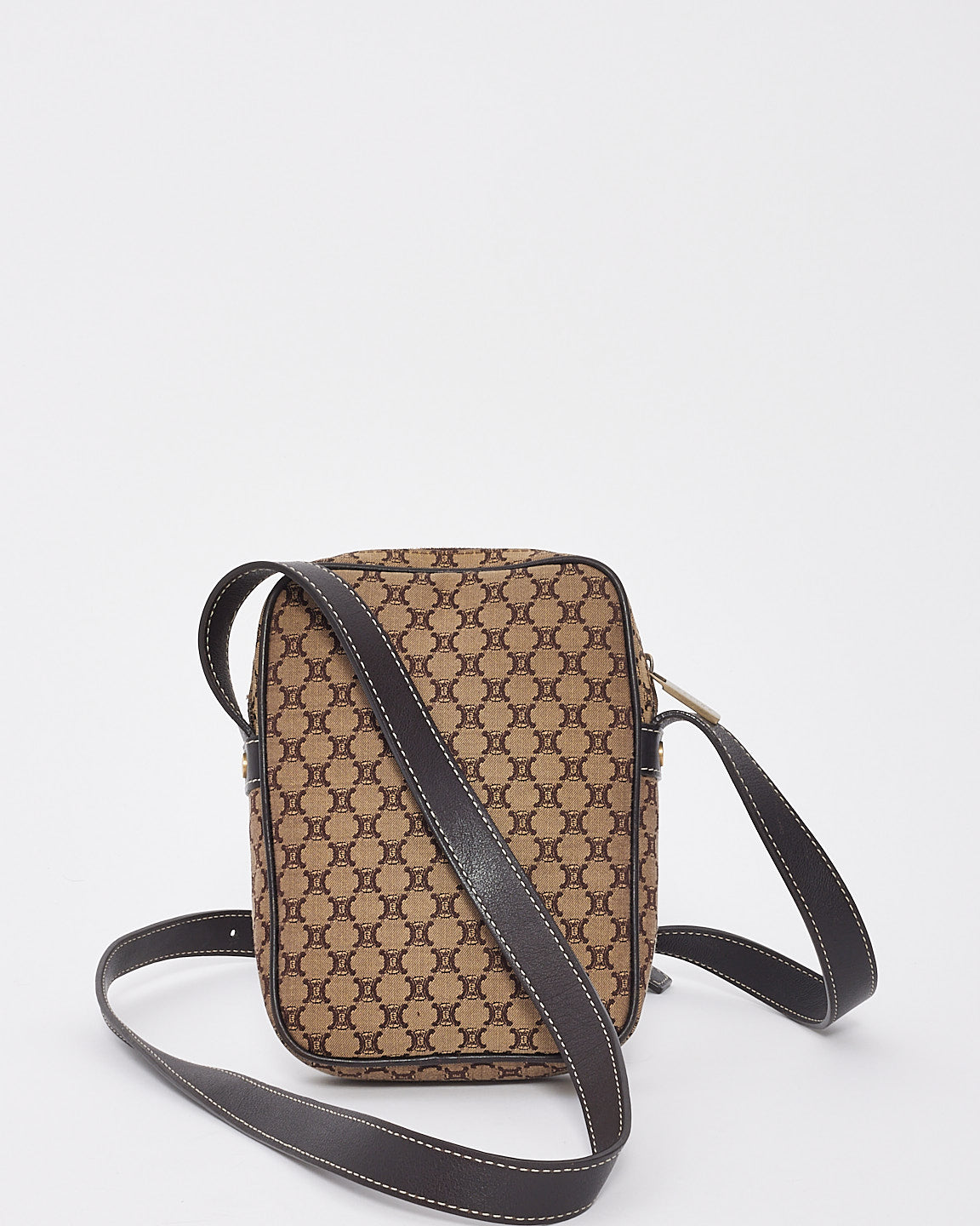 Celine Brown Canvas Macadam Crossbody Bag