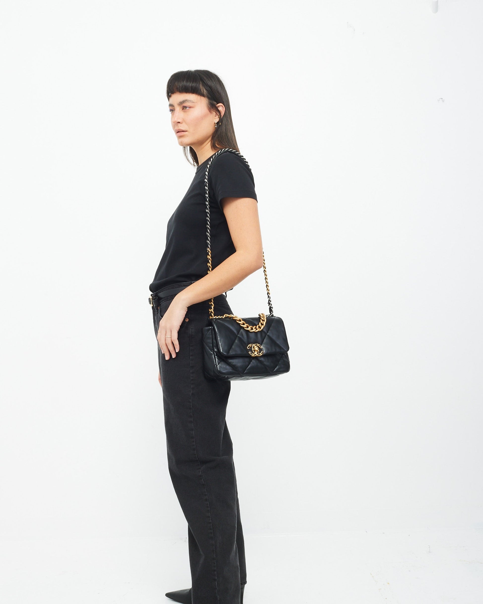 Chanel Black Quilted Leather Medium 19 Shoulder Bag - Rovelle Bags