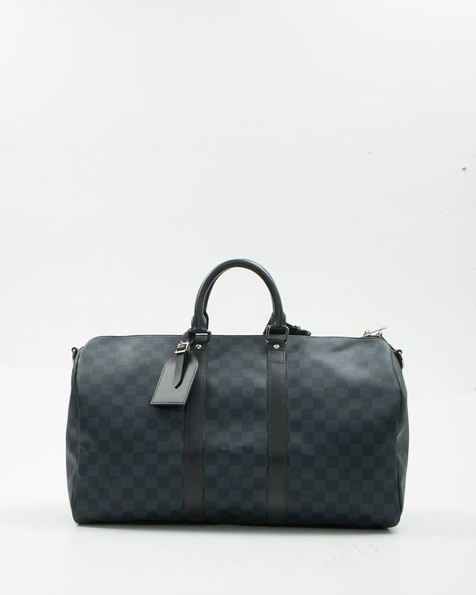 Louis Vuitton Damier Cobalt Canvas Keepall 45 Bandouliere Bag