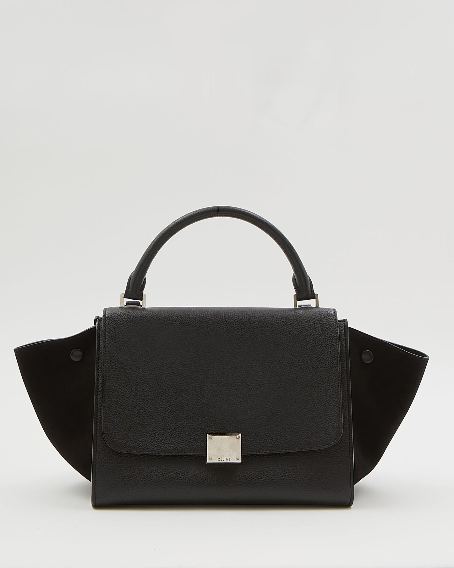 Celine Black Leather & Suede Small Trapeze Bag