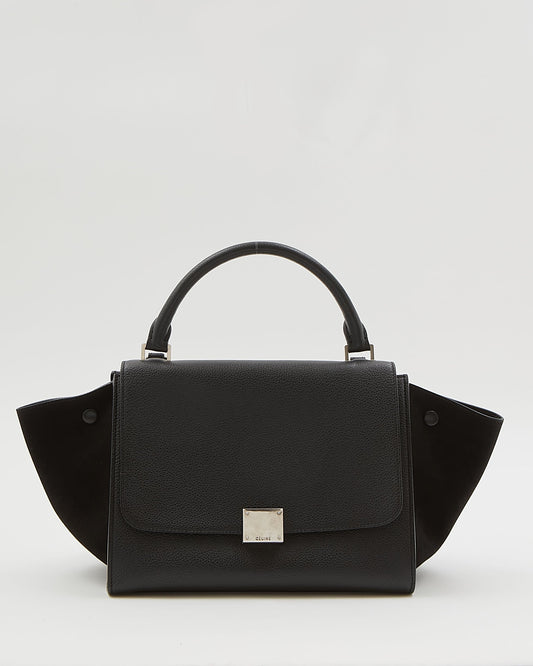 Celine Black Leather & Suede Small Trapeze Bag