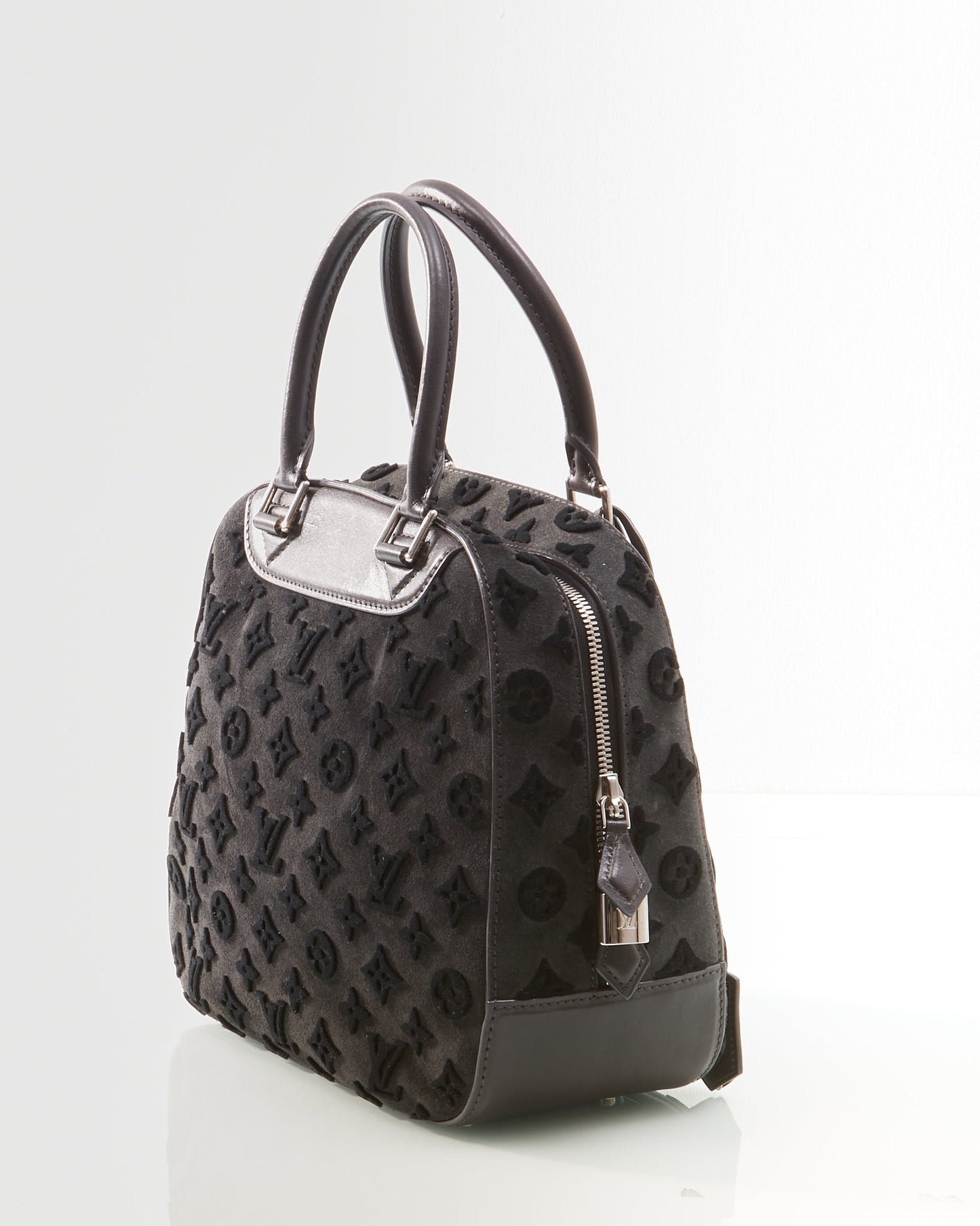Louis Vuitton Grey Velvet Monogram Tuffetage 2013 Deauville Cube Bag