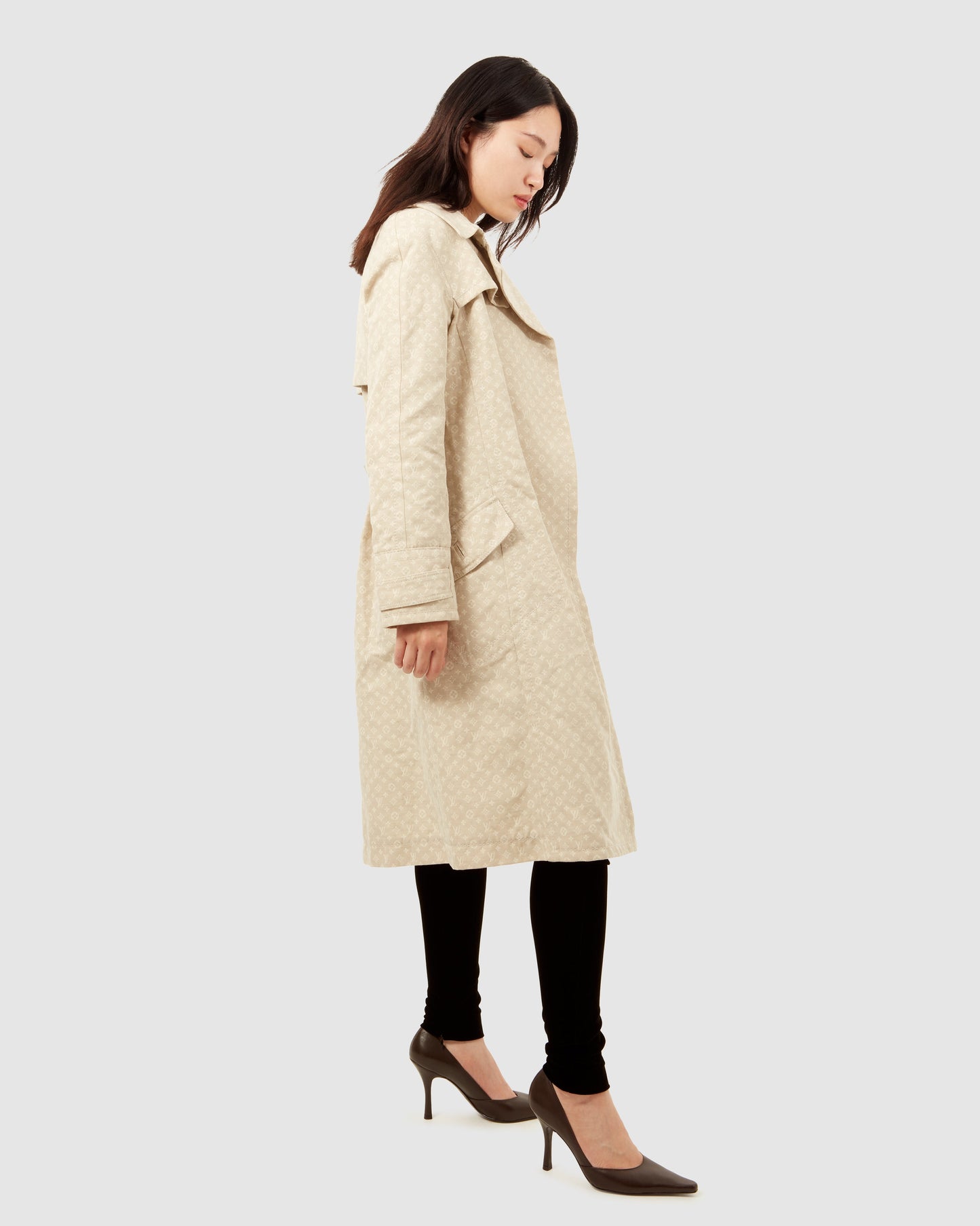 Louis Vuitton Beige Monogram Cotton Trench Coat - 40