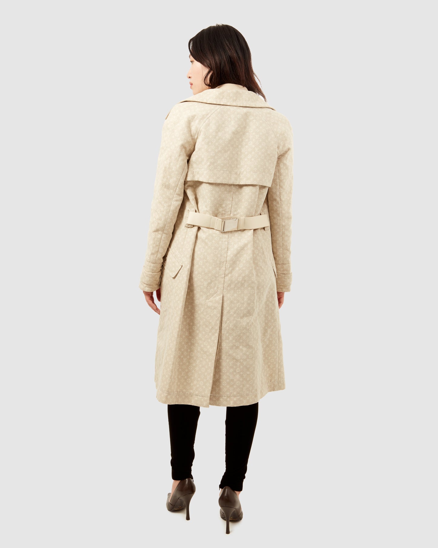 Louis Vuitton Beige Monogram Cotton Trench Coat - 40
