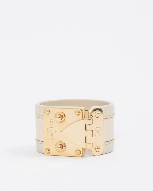 Louis Vuitton Cream Leather Lock It Bracelet
