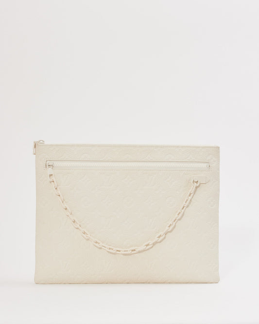 Louis Vuitton Cream Empreinte Leather Monogram Taurillon A4 Pouch
