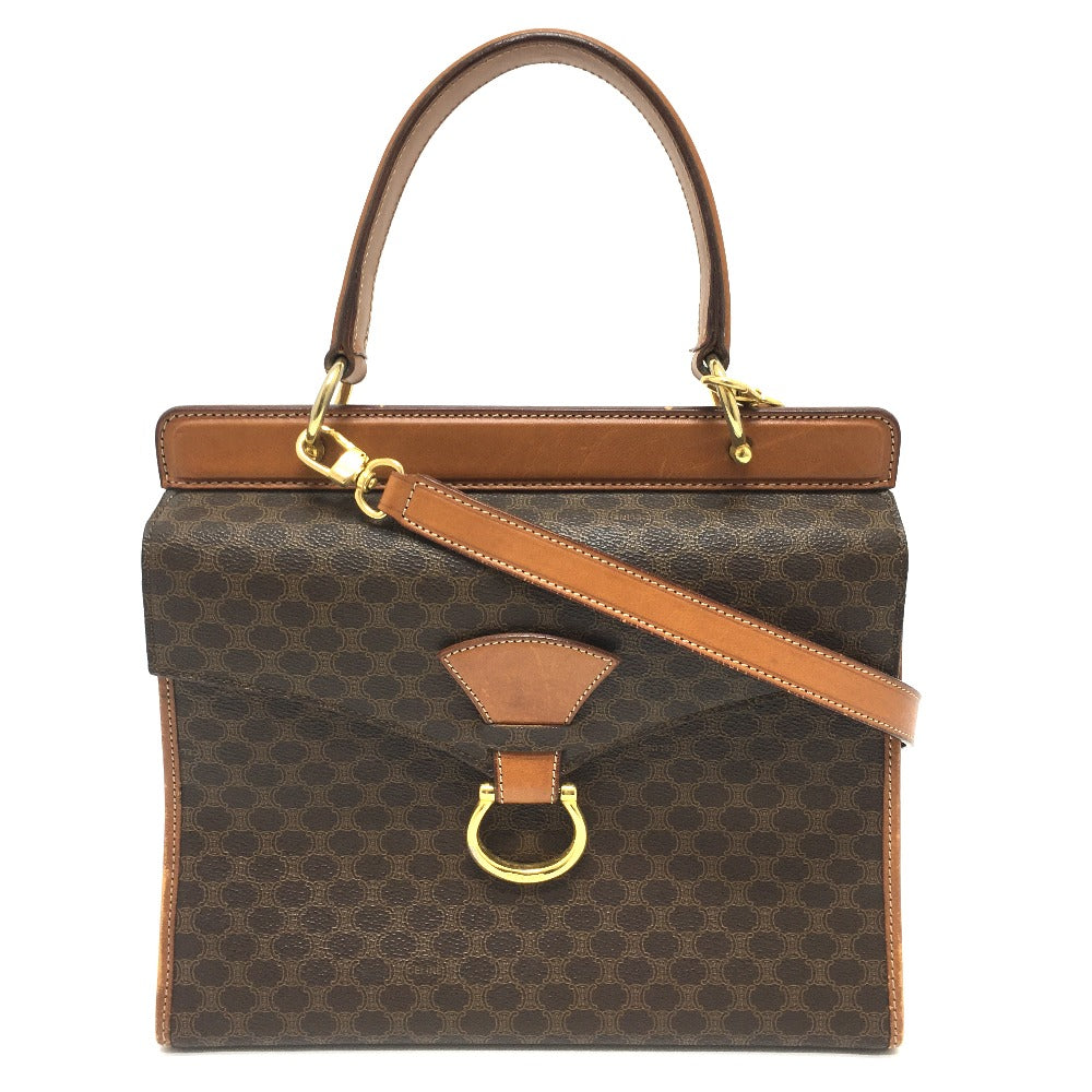 CELINE Shoulder Bag PVC / Leather Brown Macadam One handle Women Secondhand