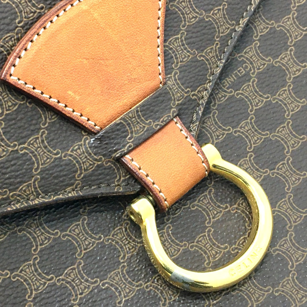 CELINE Shoulder Bag PVC / Leather Brown Macadam One handle Women Secondhand