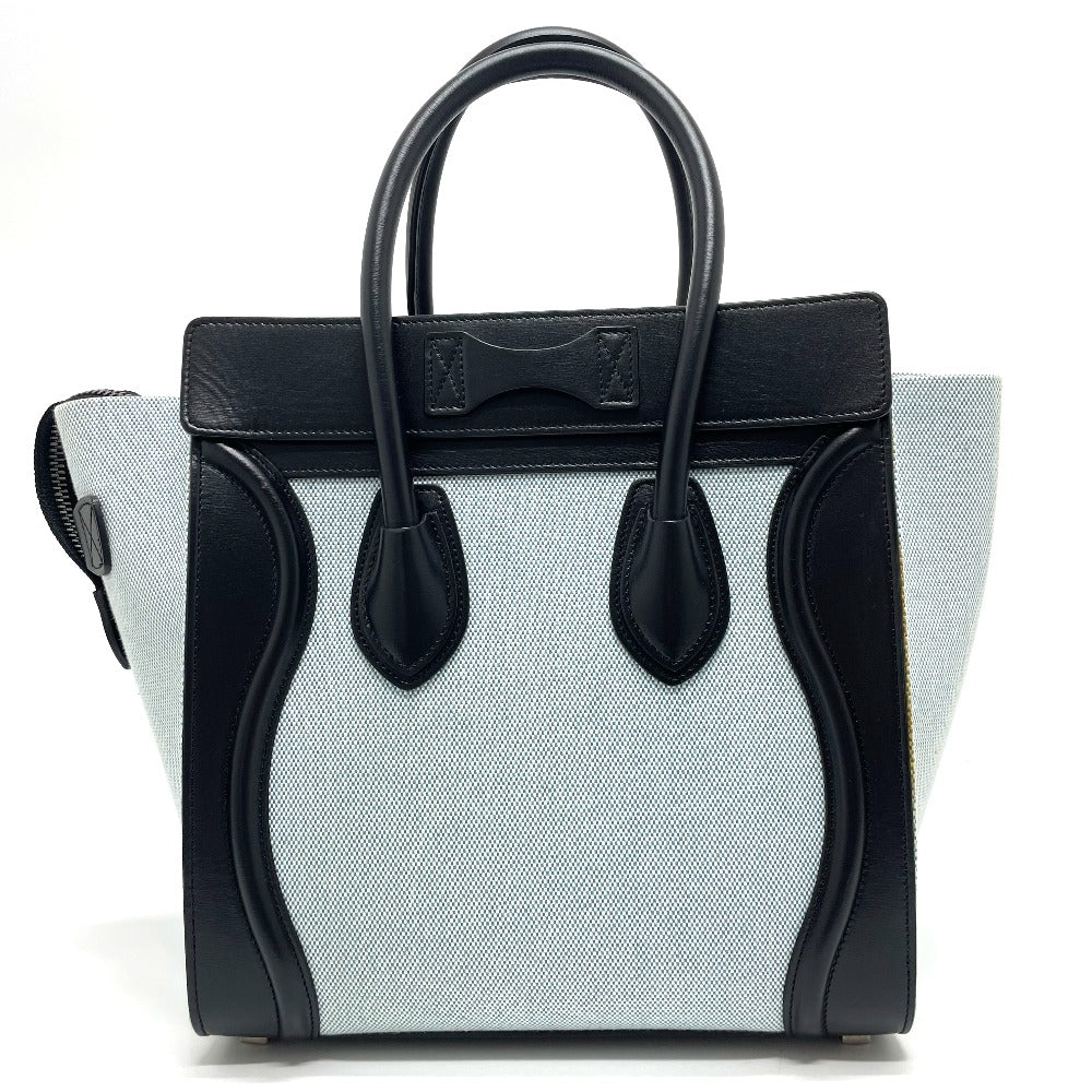 CELINE Handbag Leather / canvas Blue x black Luggage micro shopper Women Secondhand