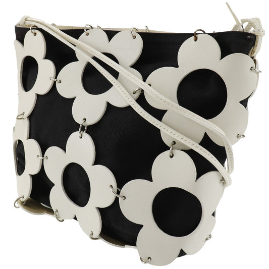 CELINE Shoulder Bag Leather, Canvas Off White/Black flour Women