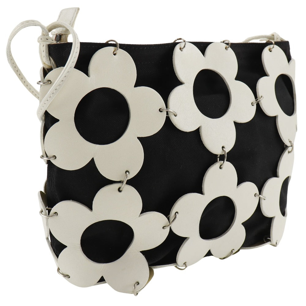 CELINE Shoulder Bag Leather, Canvas Off White/Black flour Women
