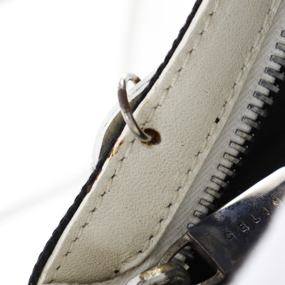 CELINE Shoulder Bag Leather, Canvas Off White/Black flour Women