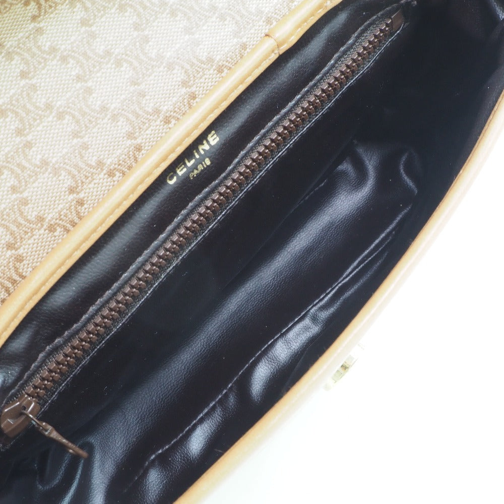 CELINE Shoulder Bag PVC beige Macadam Pattern Old Celine Women