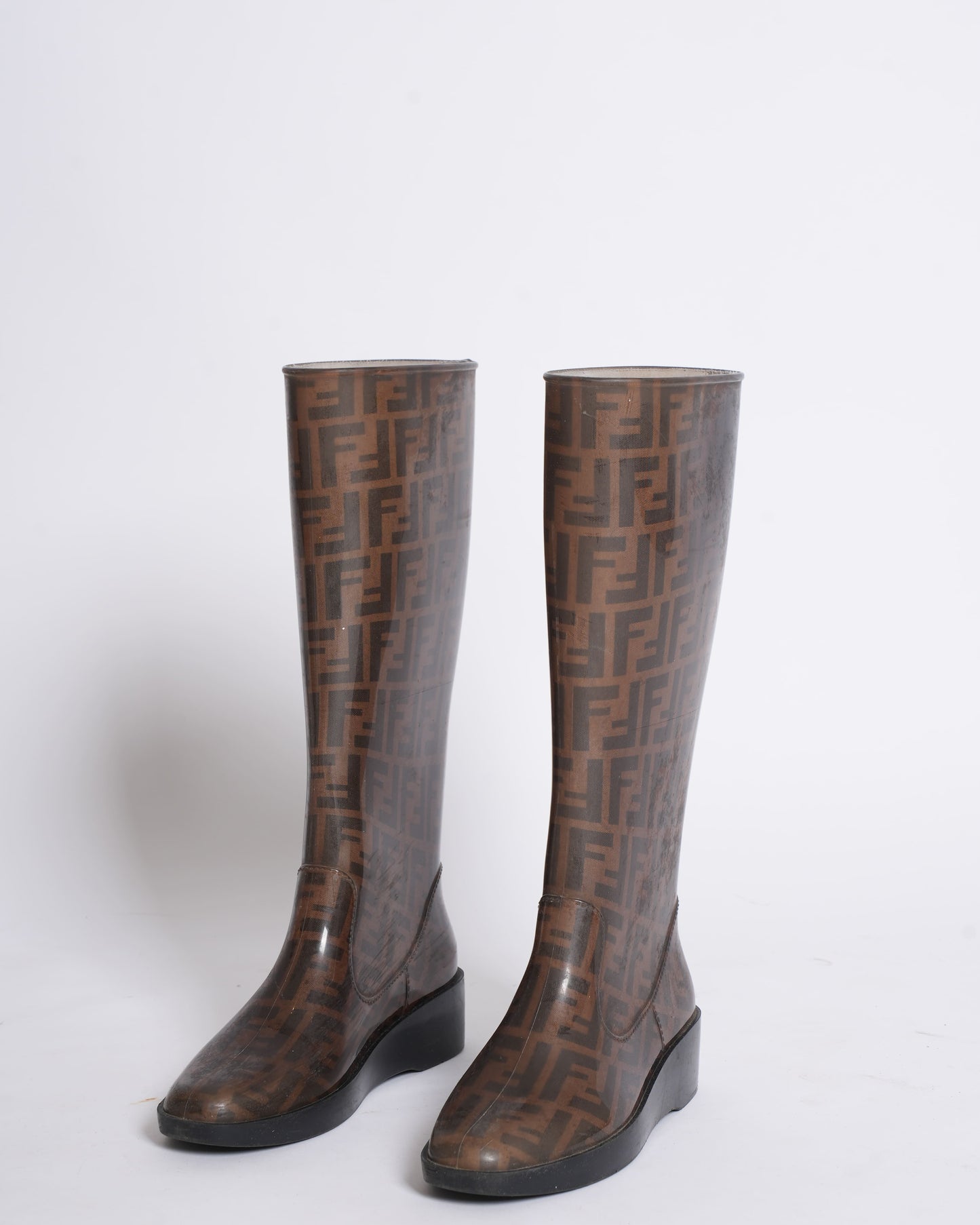 Fendi zucca rubber high boots