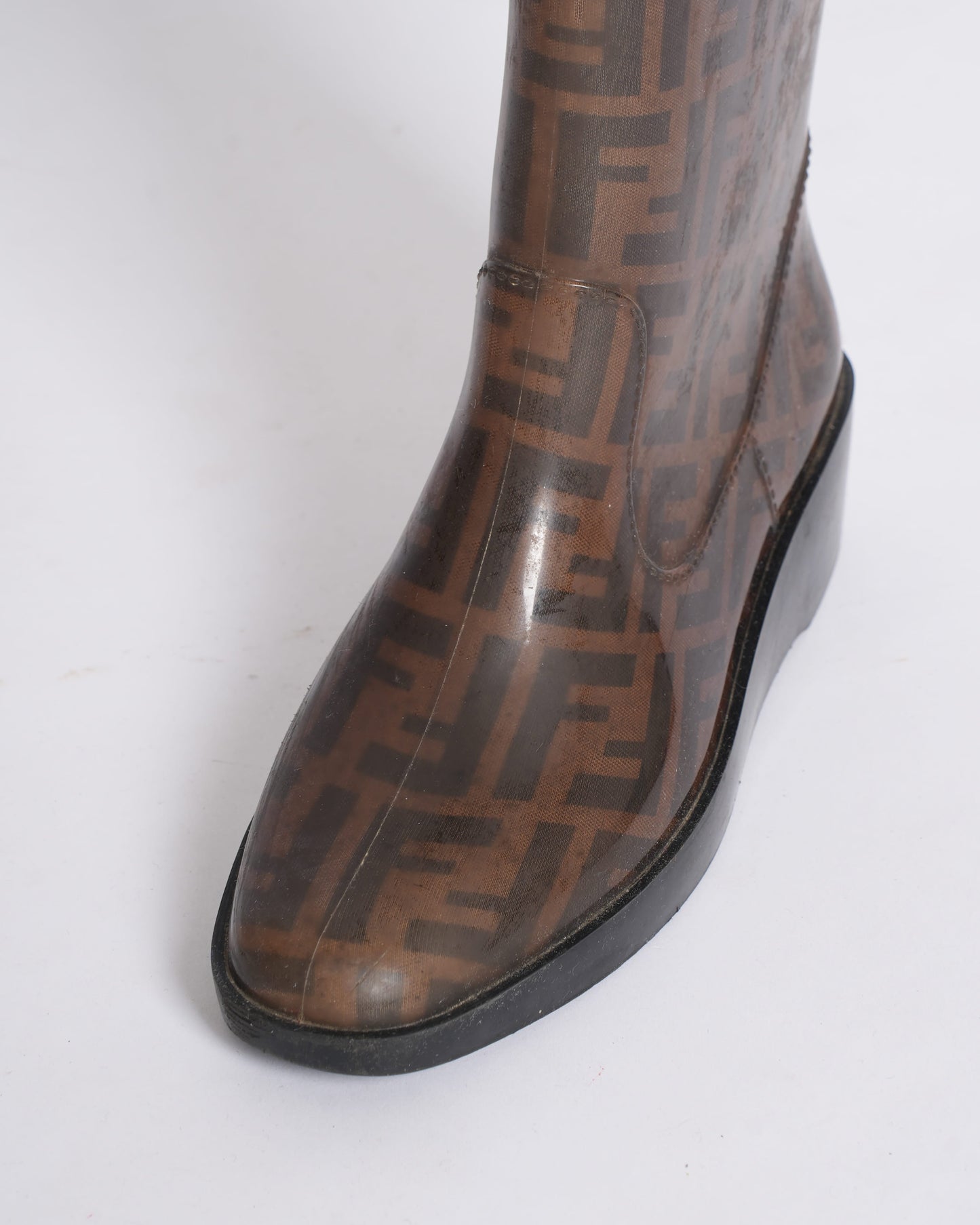 Fendi zucca rubber high boots