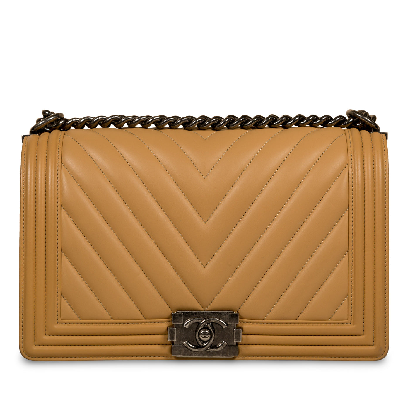 Chanel Boy Bag Lambskin Silver Shoulder Bag Lambskin