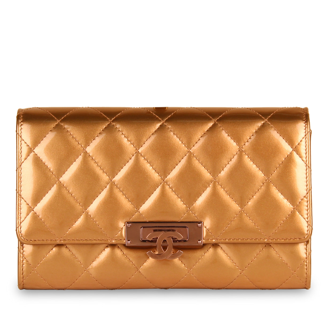 Chanel Classic Flap Patent Leather Brown Shoulder Bag