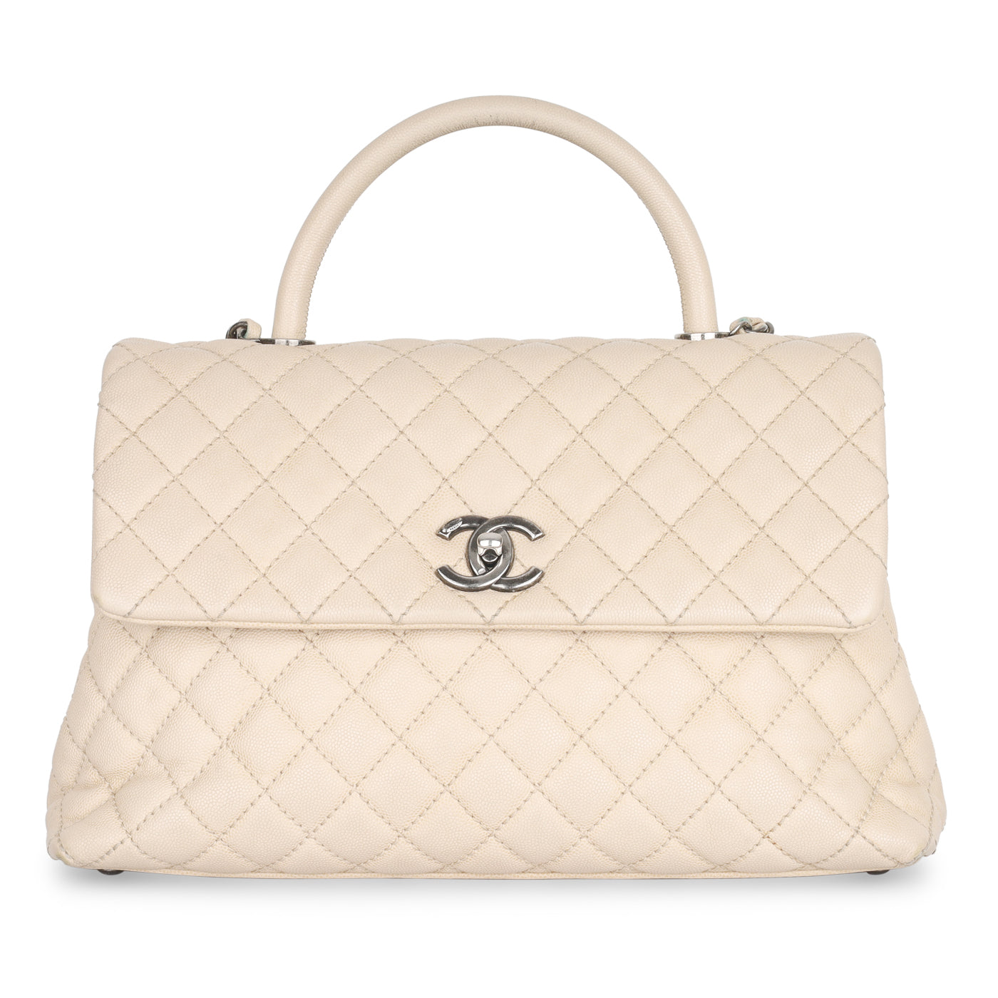 Chanel Coco Handle Caviar Cream Shoulder Bag