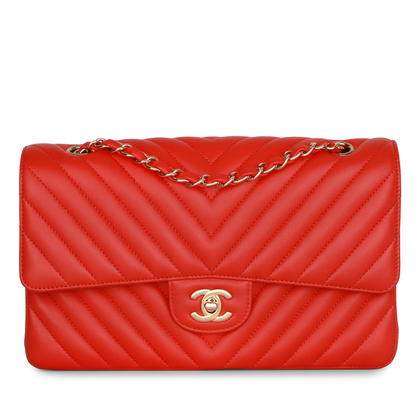 Chanel Classic Flap Lambskin Gold Shoulder Bag Style 34