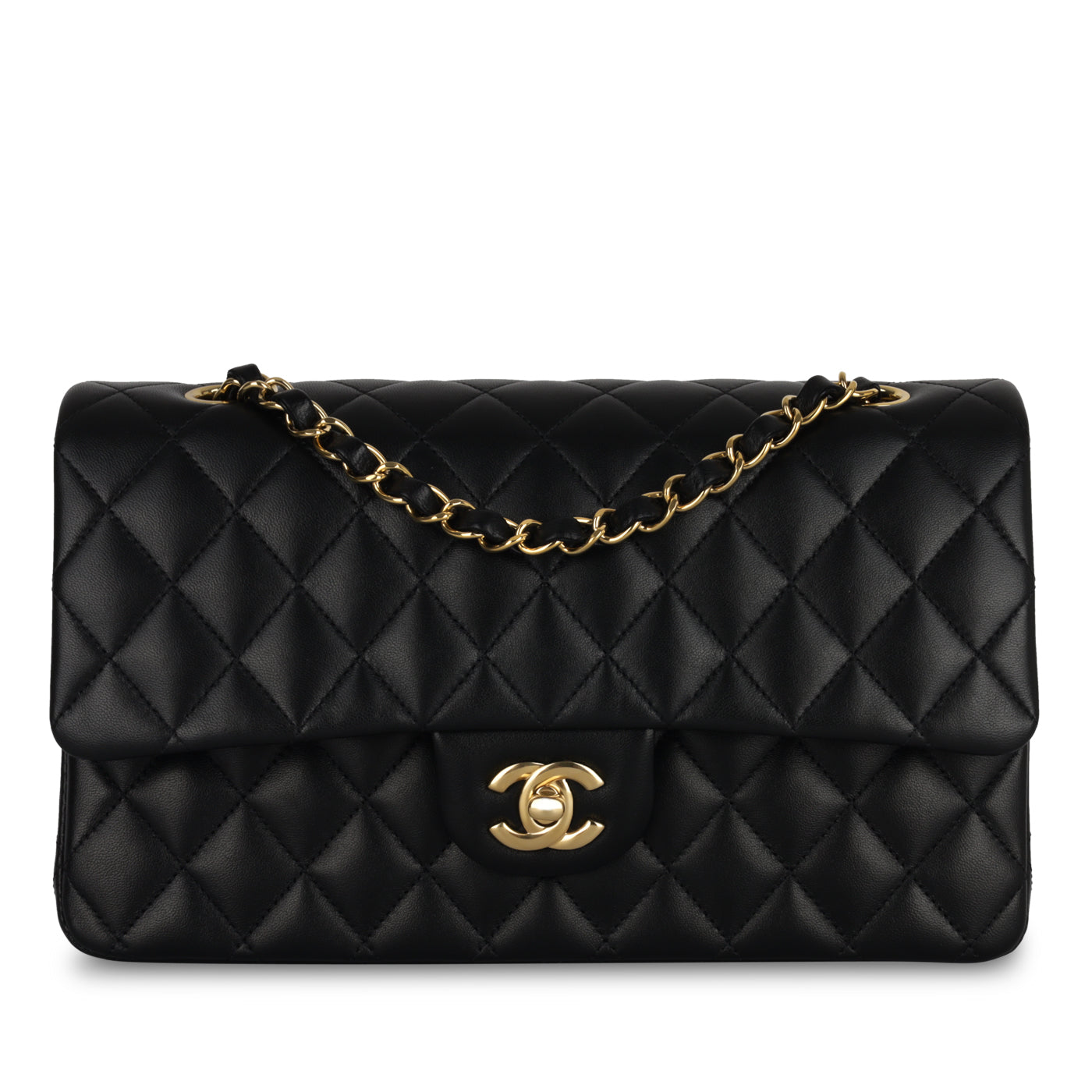 Chanel Classic Flap Lambskin Black Shoulder Bag Style 110