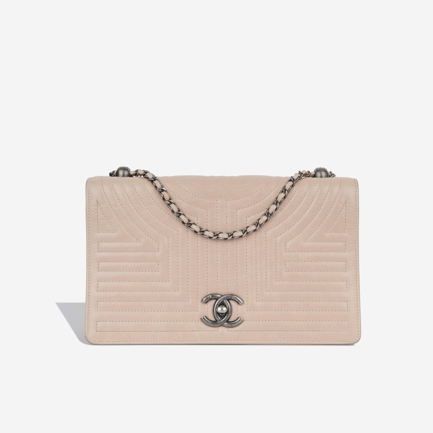 Chanel Calfskin Beige Shoulder Bag