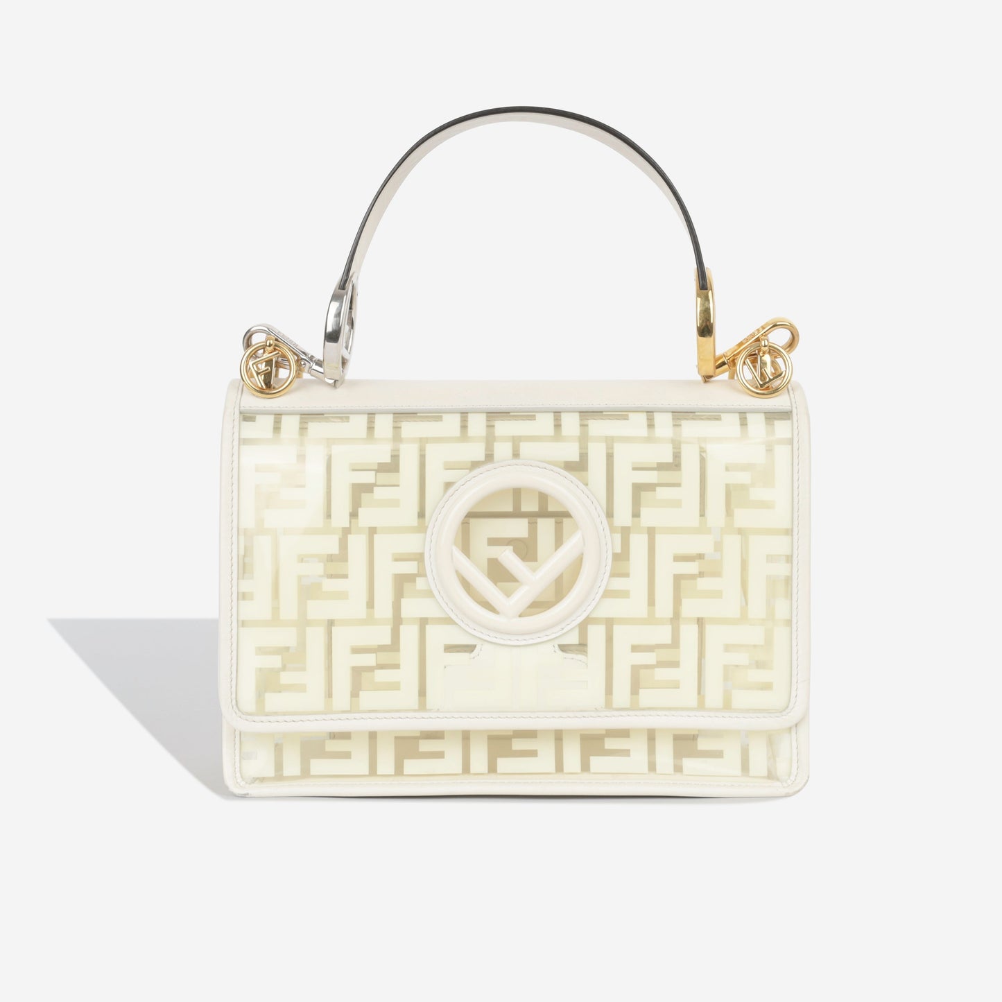 Fendi Kan I Leather Cream Shoulder Bag