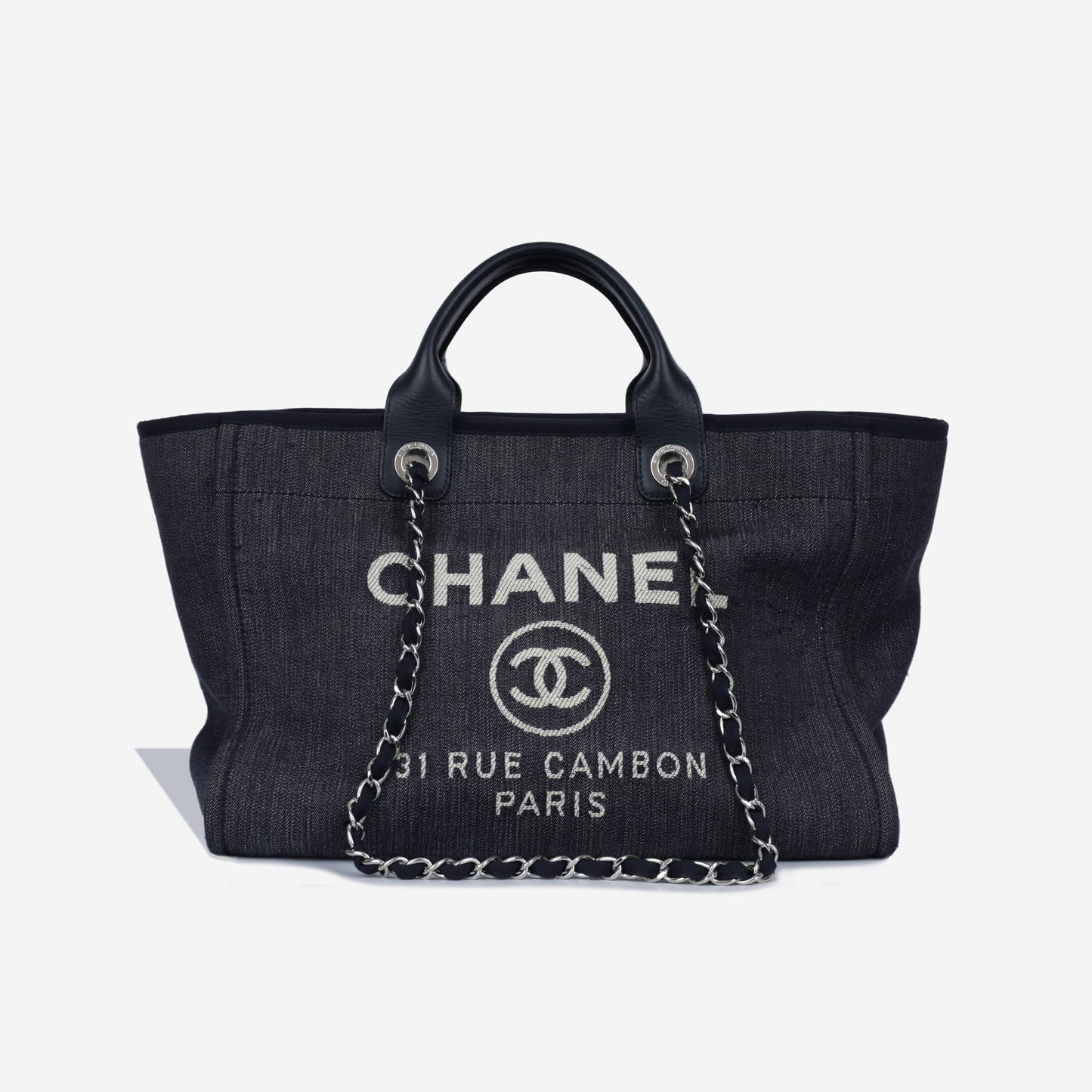 Chanel Cambon Tweed Silver Tote Bag Tweed