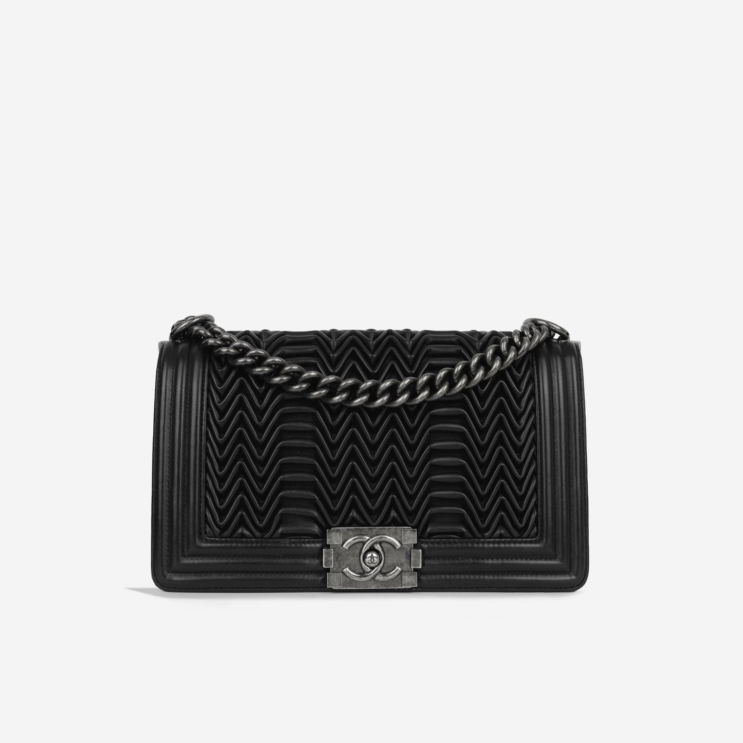 Chanel Boy Bag Lambskin Black Shoulder Bag Style 18