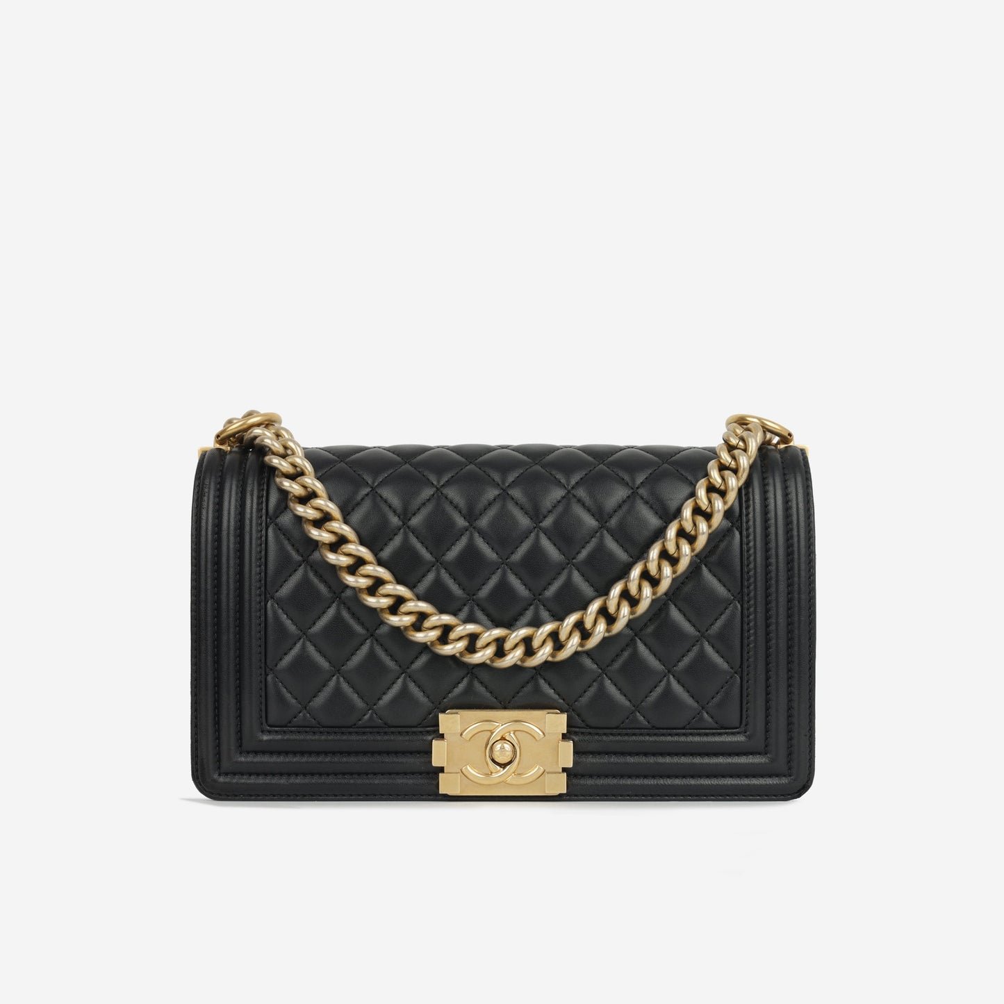 Chanel Boy Bag Lambskin Black Shoulder Bag Style 47