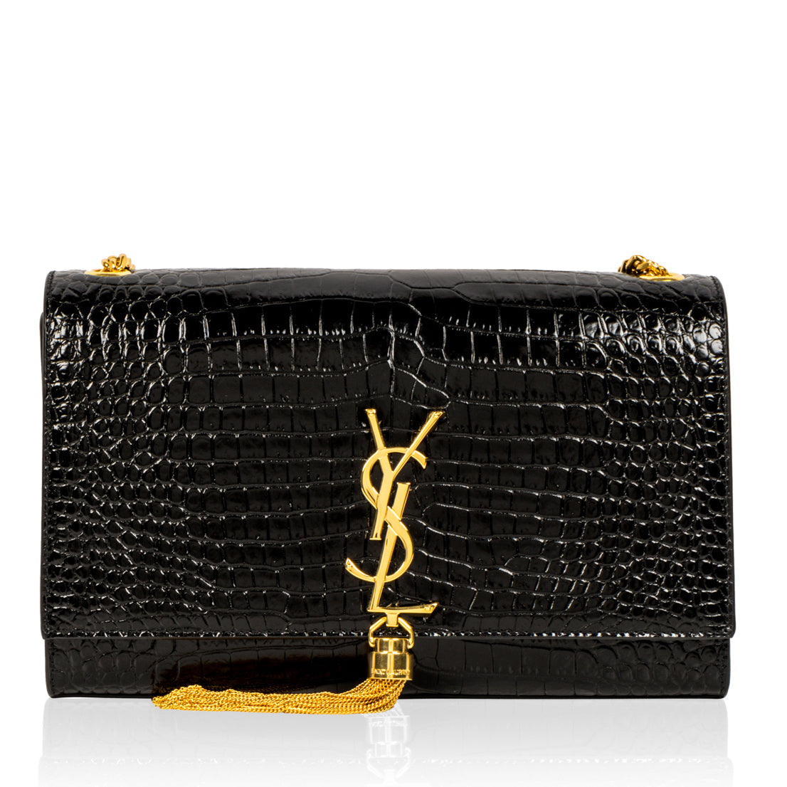 Saint Laurent Kate Crocodile Red Shoulder Bag