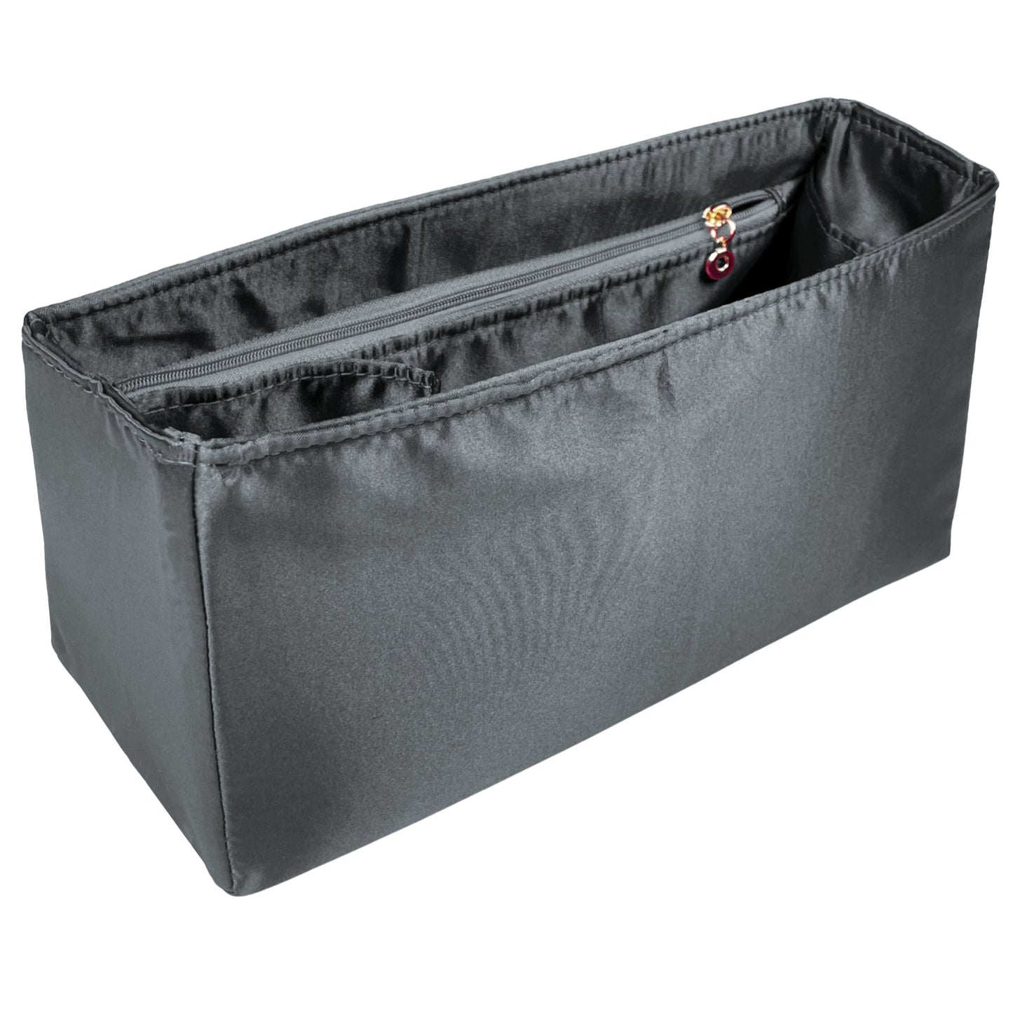 Organizer for [Peekaboo X-Lite Large, Fendi] Bag Insert (Silk, Full-width Zip and Open Pocket)